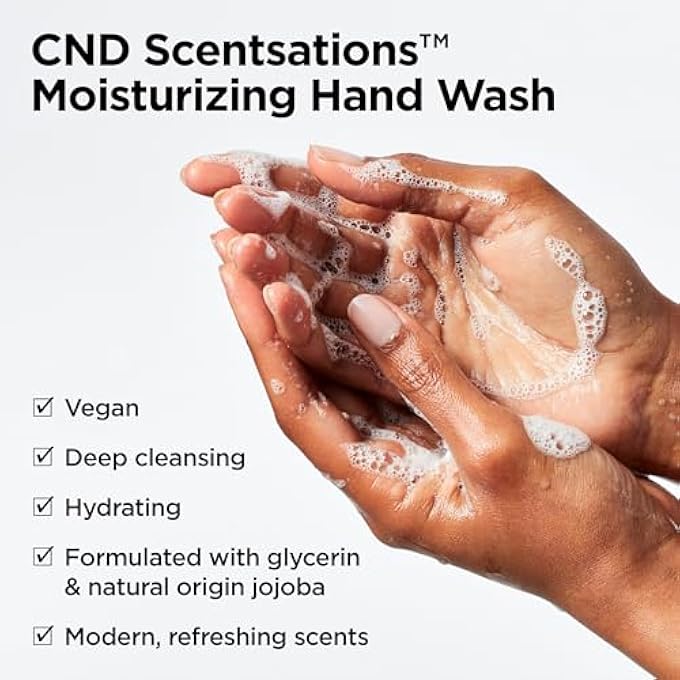 CND SCENTSATIONS LIQUID HAND WASH, VEGAN MOISTURIZING DEEP CLEANSER, FORMULATED WITH GLYCERIN & JOJOBA OIL, PH BALANCED SKIN PROTECTION, ROSE & PEACH, 13.2 FL. OZ - Image 2